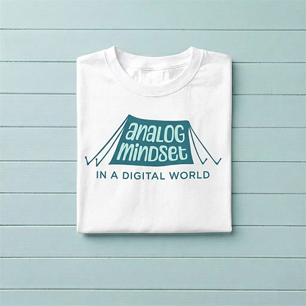 Analog Mindset Camping Tent Digital World Simple T-Shirt