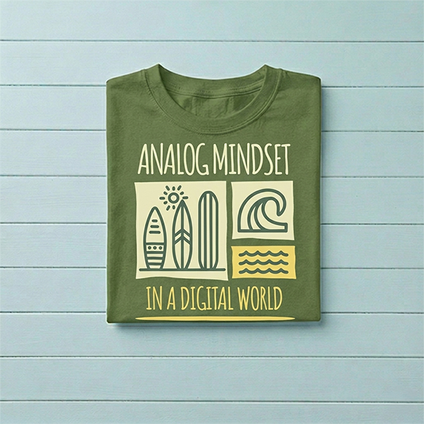 Analog Mindset Camping Tent Digital World Tent Green T-Shirt
