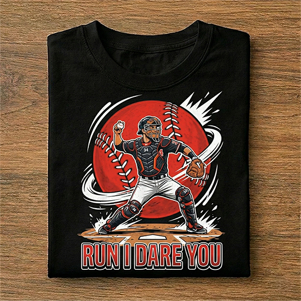 Baseball Catcher Run I Dare You T-Shirt