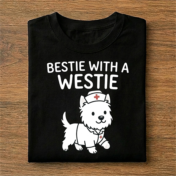 Bestie with a Westie Terrier Nurse Cute Pun T-Shirt