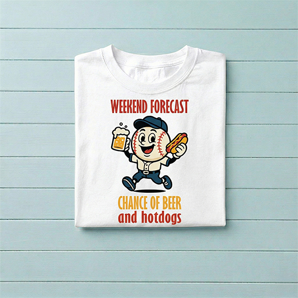Chance of Beer Hotdogs Baseball Weekend Forecast T-Shirt