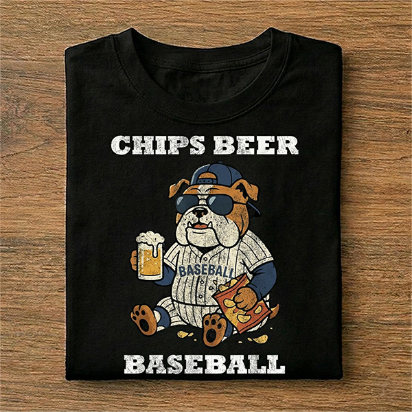 Chips Beer Baseball Bulldog Baseball T-Shirt