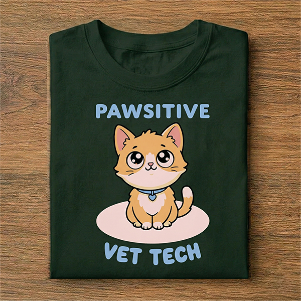 Cute Pawsitive Cat Vet Technician T-Shirt
