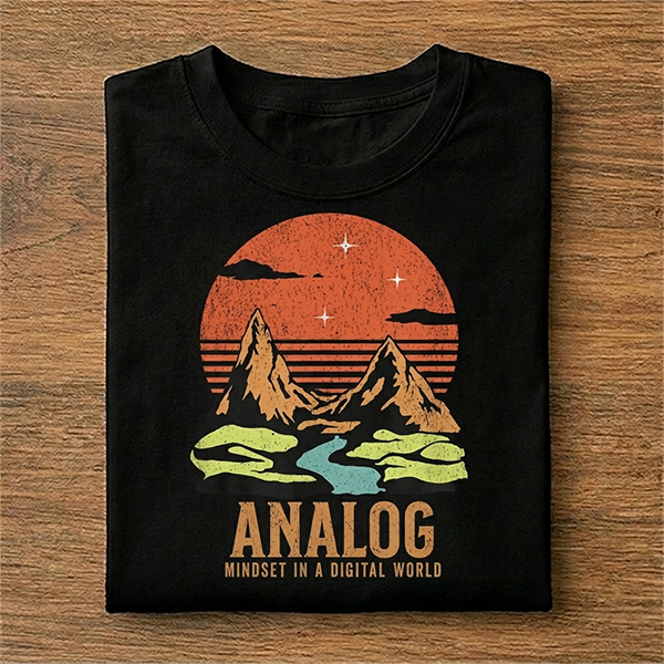 Grunge Analog Mindset Digital World Mountains Hiking T-Shirt