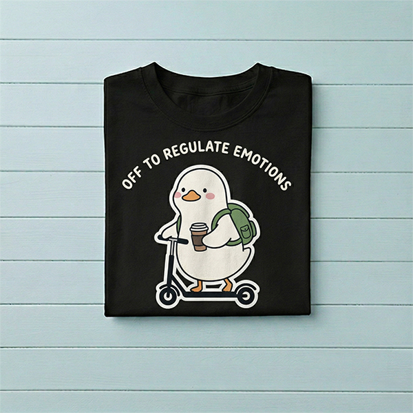 Off to Regulate Emotions Cute Kawaii Goose Counselor T-Shirt