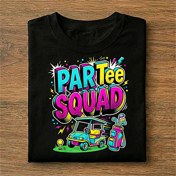 Par Tee Squad Golf Cart Cartoon Golfing Pun T-Shirt