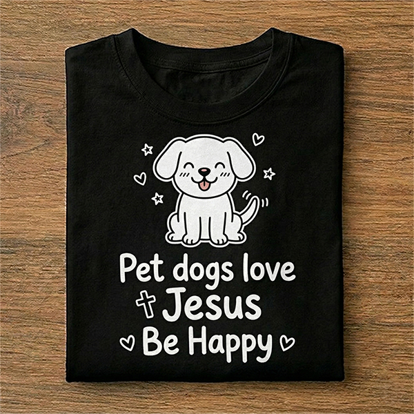 Pet Dogs Love Jesus Be Happy Cute Puppy T-Shirt